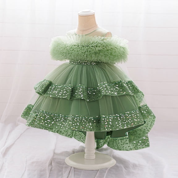 Toddler Girl Tulle Dress Green Sleeveless Party Dresses for Girls Dress up Clothes for Girls 18-24 Months