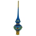 thumbnail image 2 of Blue and Gold with Ornate Glitter Geometrical Glass Christmas Tree Topper 11 Inches, 2 of 3