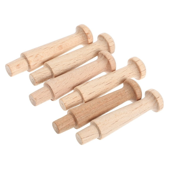 HOMEMAXS 6pcs Wood Wall Hooks Rustic Coat Hooks Wall Mounted Hat Rack Wooden Heavy Duty Robe Hook Decorative Hooks For Hanging Bathroom Towels Clothes 0.6 CM