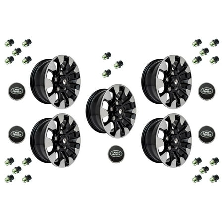 Set Of 5 - 18   Sawtooth Alloy Wheel Diamont Cut (DA6635) With Lugs (RRD500560B) And Caps (LR044717)