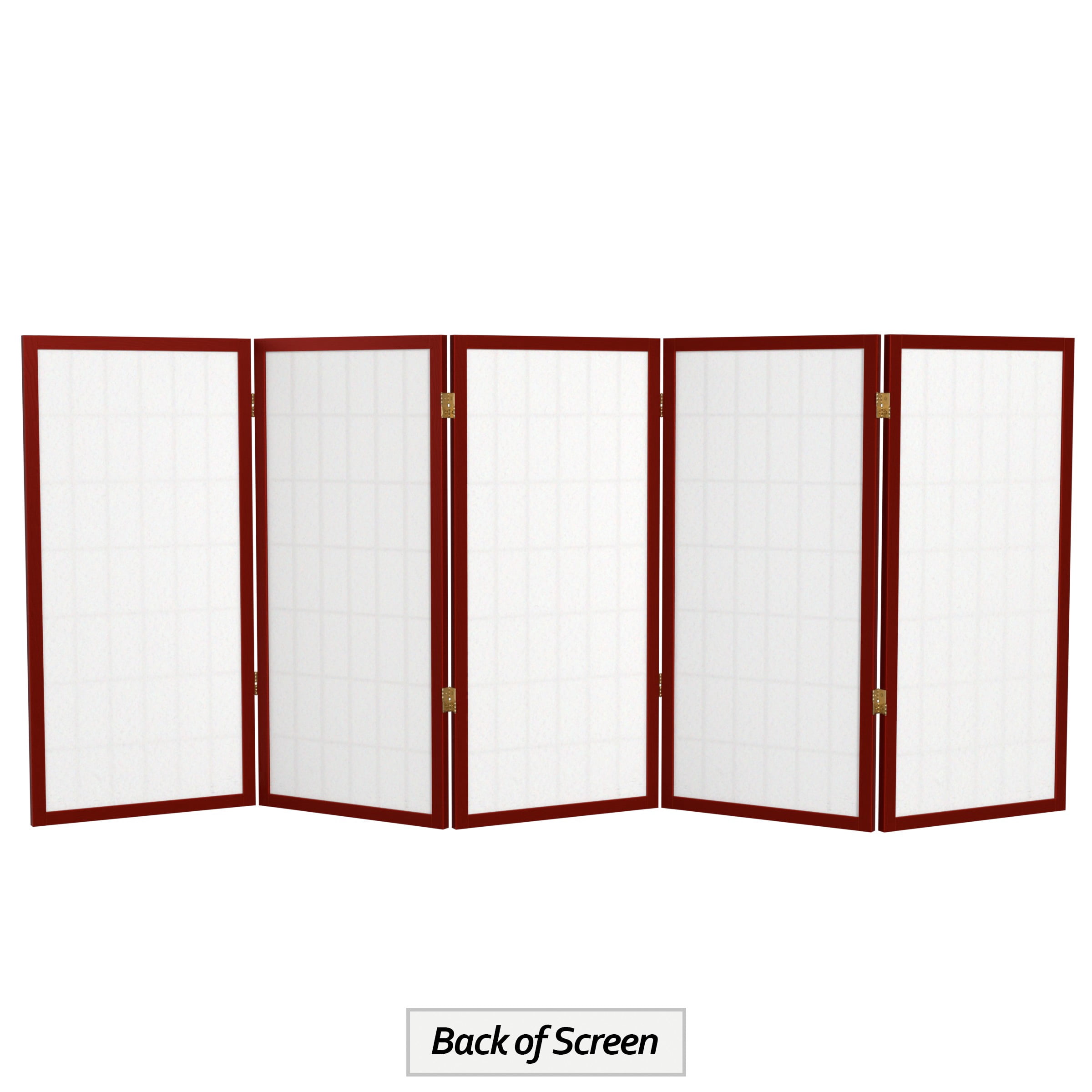 Red Lantern 3 ft. Short Window Pane Shoji Screen - Rosewood - 5 Panels