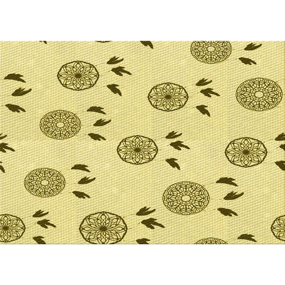 Ahgly Company Machine Washable Indoor Rectangle Transitional Sun Yellow Area Rugs, 7' x 9'