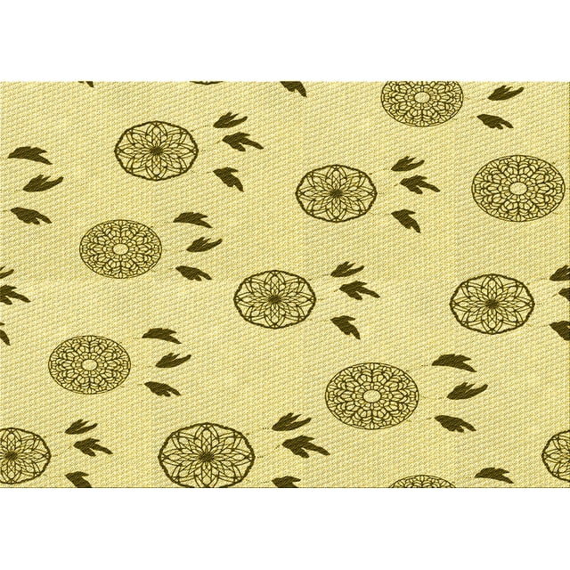 Ahgly Company Machine Washable Indoor Rectangle Transitional Sun Yellow Area Rugs, 7' x 10'