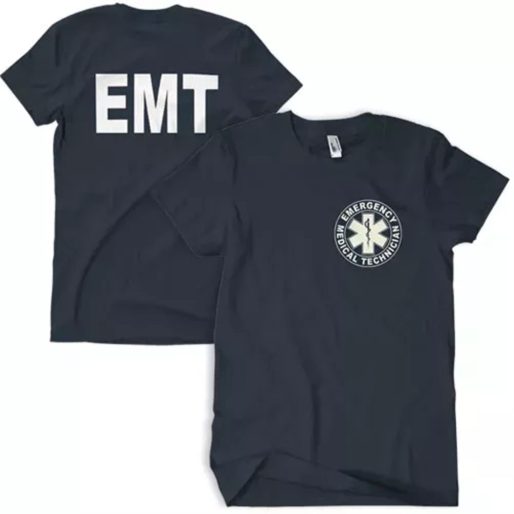 Black Official Issue Double Sided Medical EMT Star Of Life T-Shirt Rothco 6676 