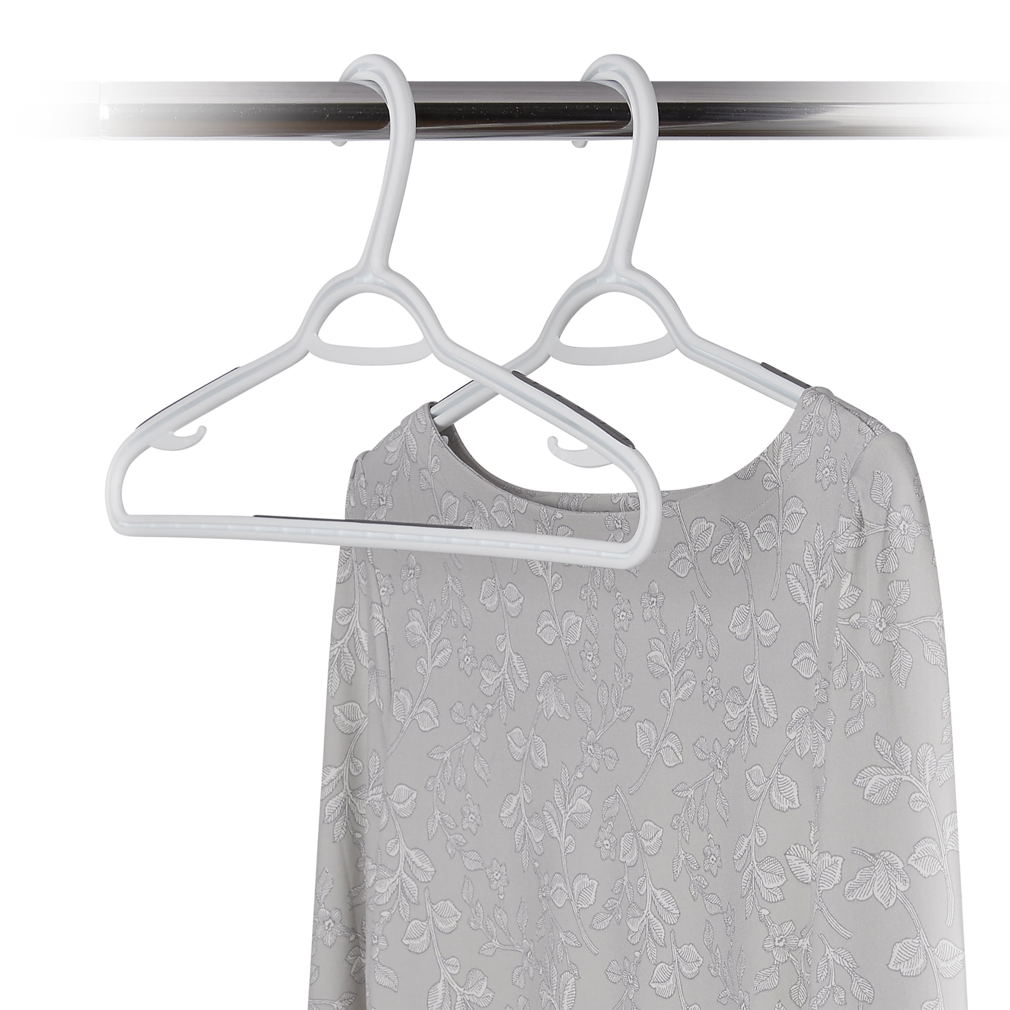 Mainstays Non-Slip Clothes Hangers, 10 Pack, White, Durable Plastic, TPE  Strips