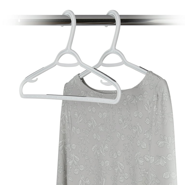 Plastic Hangers, 50 Pack, with Non Slip Coating at Shoulders and Bar, Gray