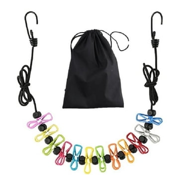 Clothesline with 12 Clothes Clips, Portable Retractable Clothes Line for Travel, Outdoor Camping