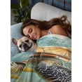 thumbnail image 3 of Ocean Turtle California King Size Flat Sheet, Wrinkleproof & Fadeproof Cooling Flat Bed Sheet Only, Coastal Coral Illustration Retro Painting Breathable Soft Bedding Top Sheets 108 x 98 Inches, 3 of 8