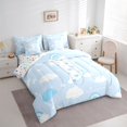thumbnail image 2 of Feelyou Cartoon Dinosaur Letter A Print Twin Bedding Sets for Boys Girls, Cute Animal Bedding Comforter Set, Blue, Colorful Stars Reversible, 7pcs, 2 of 7