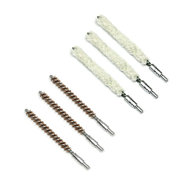 (6 Pack) Gun Cleaning Three Jag Bronze Brush Plus Three Cotton Mop