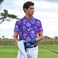 thumbnail image 5 of Balery blue Skull purple flower1 Printed Men’s Short Sleeve Polo Shirt, Midweight Men's Shirt,Golf Polo shirts -X-Large, 5 of 8