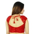 thumbnail image 3 of Designer Stitched Ready-Made Dense Sequins Party Wear Red Blouse Crop-Top, 3 of 3