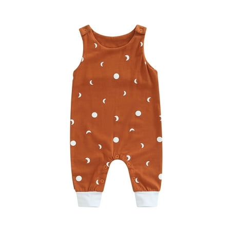 

TFFR Infant Summer Jumpsuit Toddler Casual Sleeveless Sun Moon Print Round Neck Romper