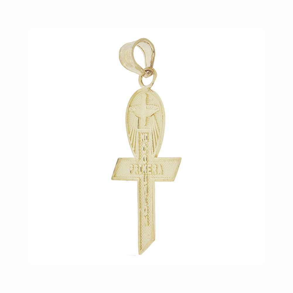 Details about   14K Yellow Gold First Communing Cross Primera Charm Pendant Box Chain 20 Dove 