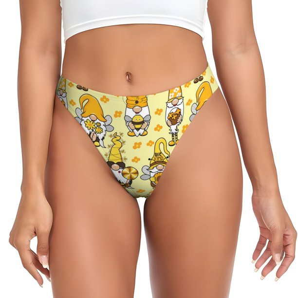 Balery Garden Honeybee Gnomes Tangas de Algodón para Mujer con Estampado – Ropa Interior Sexy, Transpirable, G-string-X-Large