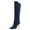 Navy, variant on FSJ Women Fashion Square Closed Toe Knee High Boots Stiletto High Heel Pull On Long Boots Wide Calf Casual Outfit Shoes Size 7.5 Black