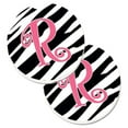 thumbnail image 1 of Carolines Treasures CJ1037-RCARC Monogramme Initiale R Zèbre Bande & Rose Ensemble de 2 Porte-Gobelet Voiture Coaster, 1 of 1