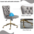 thumbnail image 4 of Office Chair, Accent Chairs with Nailhead Trim, Velvet Fabric Dining Room Chairs, Side Chair Kitchen Chairs with Golden Metal Base, Adjustable Desk Chair Swivel Office Chair (Set of 2), 4 of 9