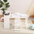 thumbnail image 2 of Yiwa Kids Art Table with 2 Chairs, Toddler Craft Play Wood Activity Desk with Large Storage Shelves for Writing Drawing,Nursery, Children's Wooden Furniture for Classroom Daycares,Home, 2 of 3