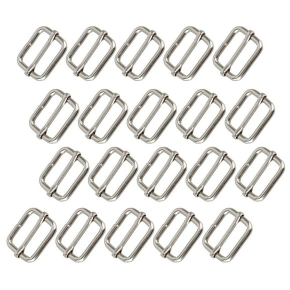Minkissy 20pcs Roller Pin Buckles for Backpacks Silver Iron Adjustable Strap