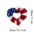 thumbnail image 4 of 11 Inch Patriotic Tinsel Wreath for Front Door, Red White and Blue Hanging Decorations for 4th of July, Memorial Day, and Independence Day, Glitter Wreath for Home (A), 4 of 5