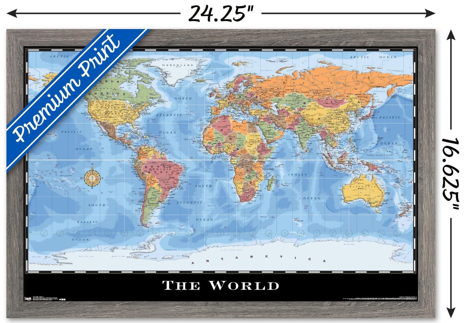 Map - World Wall Poster, 22.375" x 34"