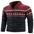 thumbnail image 3 of Cardigan pour Homme à Fermeture Éclair Intégrale, Col Montant, Coupe Ajustée, Chandail Tricoté Décontracté, 3 of 5