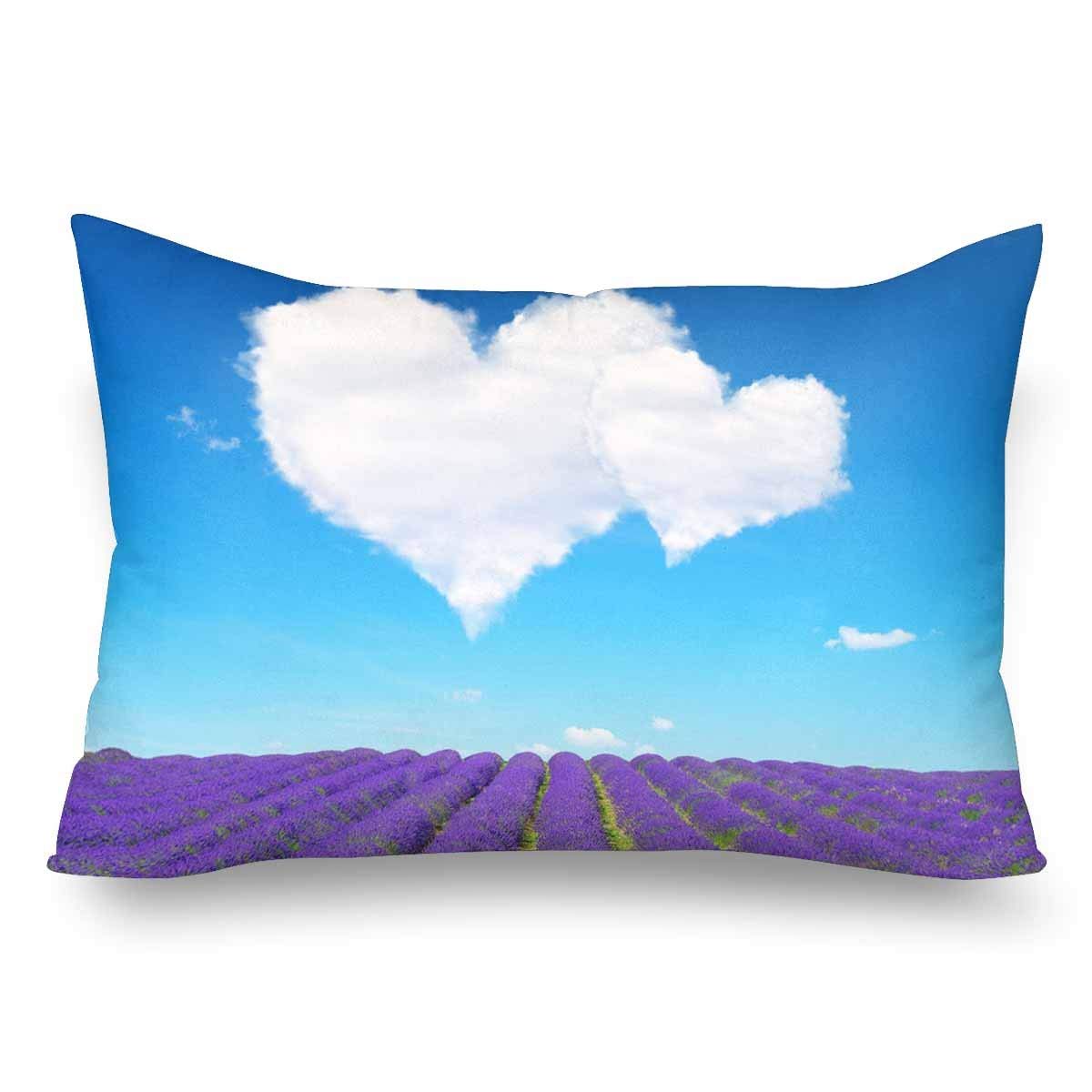 GCKG Lavender Flower Blooming Scented Fields Blue Sky White Cloud Pillow Cases Pillowcase 20x30 ...