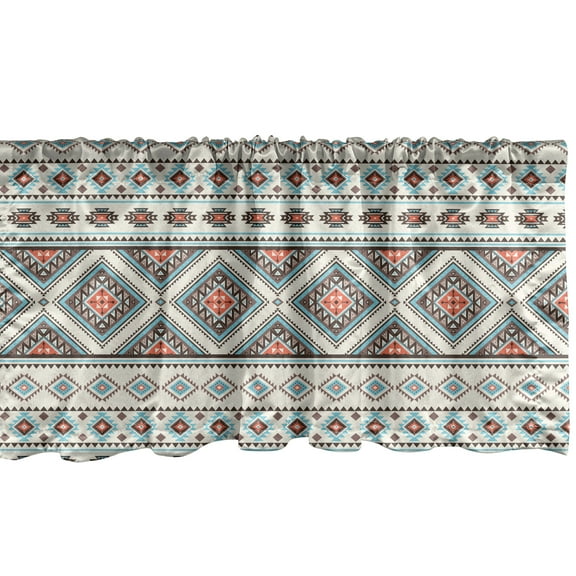 Ambesonne Aztec Window Valance, Retro Style Native Ornaments, 54" X 18", Champagne Mauve Taupe
