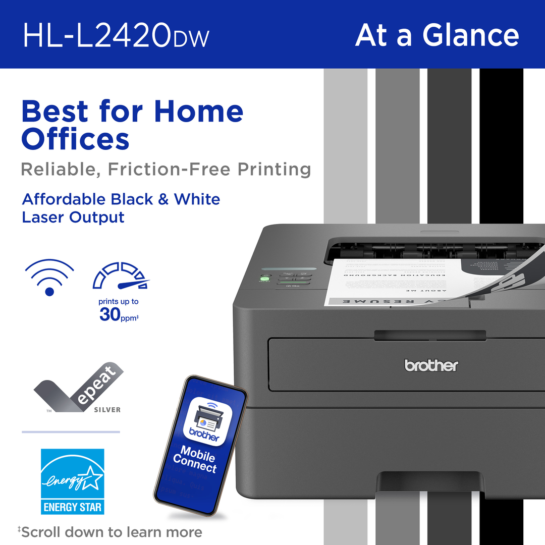 Brother HL-L2420DW Wireless Monochrome Laser Printer photo 2