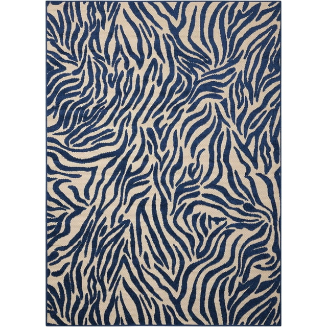 Home Roots Outdoor Navy Zebra Pattern Indoor Outdoor Area Rug, 5' x 8'
