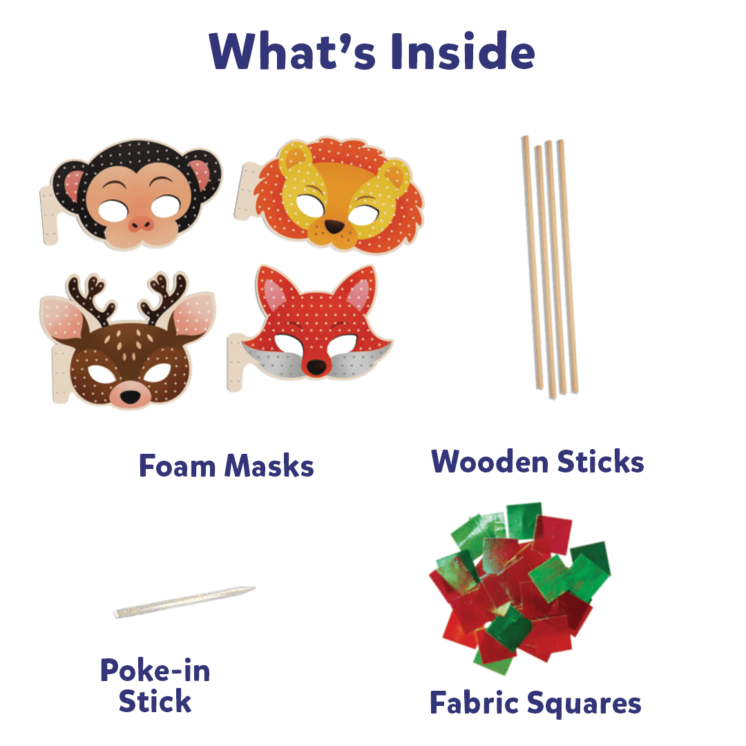 Skillmatics Poke-in Art - Animal Masks, Mess-Free Fun for Kids, DIY Wood Craft Kits, Creative Activity, Gifts for Girls & Boys Ages 4, 5, 6, 7, 8, 9