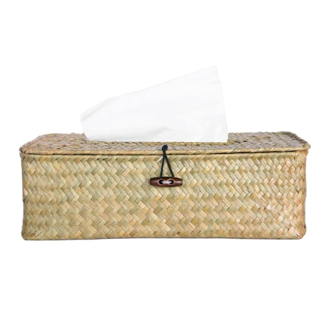 Caso de tejido Servilleta de ratán Papeles Bolsa Bolsa Titular Decoración para perfecto Rectángulo elegante Caja facial Fanmusic Caso de tejido