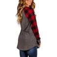 thumbnail image 3 of Lumento S-5XL Women Autumn Pullover for Women Plaid Raglan T-Shirts Tops Check Patchwork Long Sleeve Crew Neck Pullover for Lady Red 5XL, 3 of 3