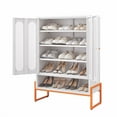 thumbnail image 5 of Modern minimalist double door shoe cabinet with adjustable mesh doors and high foot hollow storage cabinet bottom, compatible with robotic vacuum cleaners, 5 of 12