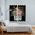 thumbnail image 5 of Curtains 63 Inch Length 2 Panels, Pink Spring Floral Grommets Window Treatment Curtain, Watercolor Black Botanical Farmhouse Thermal Curtains Drapes for Living Room/Bathroom, 5 of 9