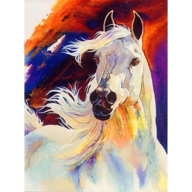 Pintura de diamante (DE5628) Caballo 5D DIY Lienzo cuadrado Decoración Abalorios 50x70cm Blanco FLhrweasw Nuevo