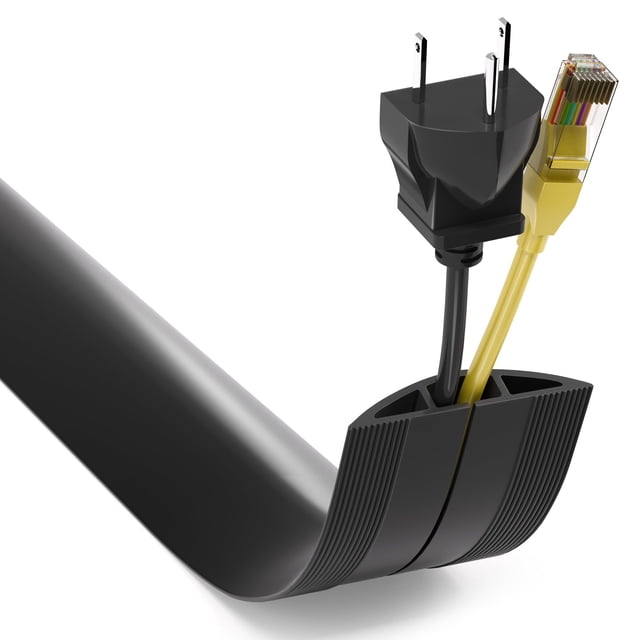 Cubrecables de suelo ZhiYo de 1,2 m para gestión de cables, negro