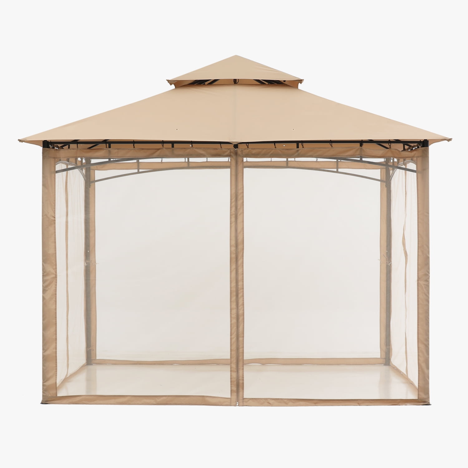 ABCCANOPY 9'x9' Patio Gazebo With Mosquito Netting and Double Soft Roof Canopies for Shade and Rain,Khaki