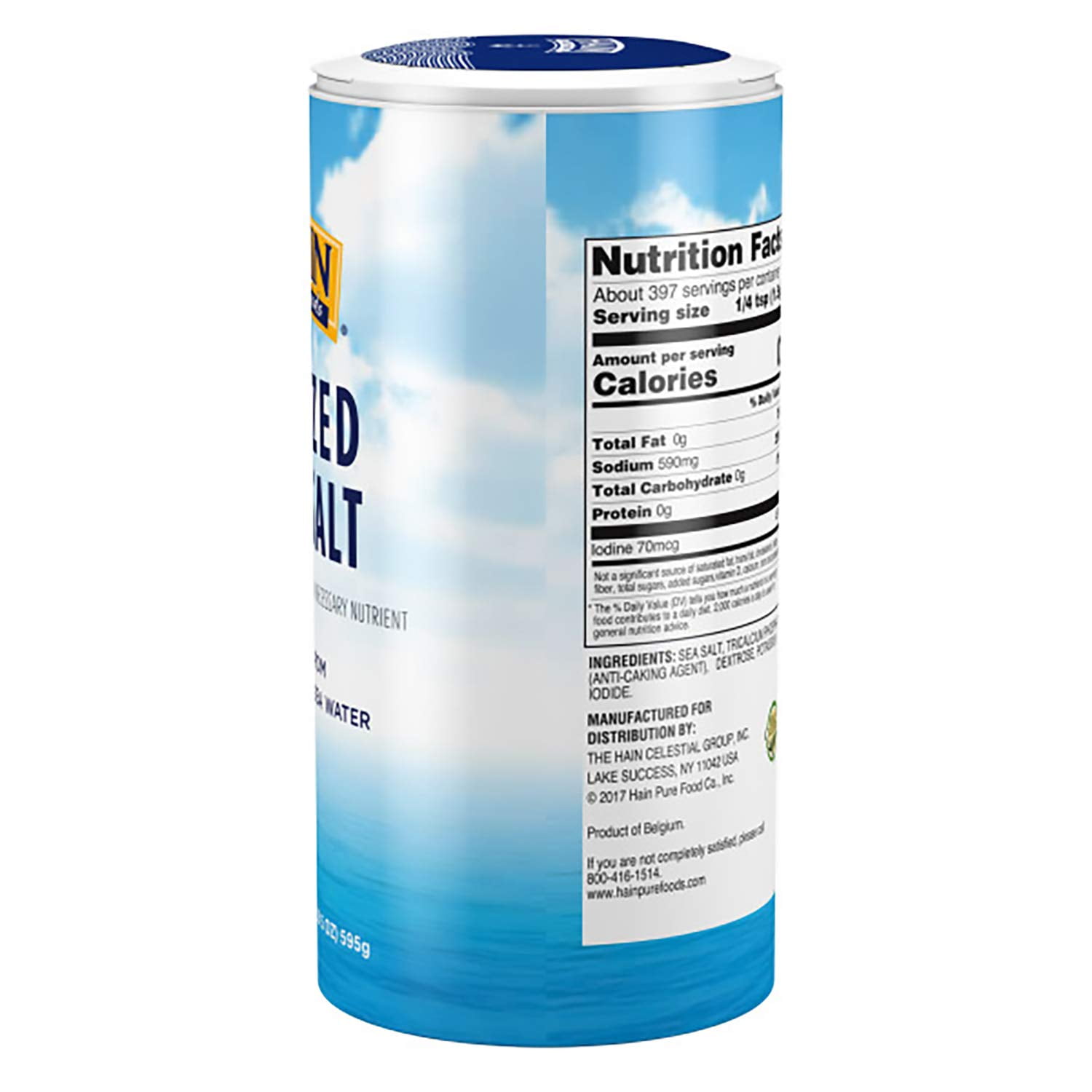 Hain Pure Foods Iodized Sea Salt, 21 oz