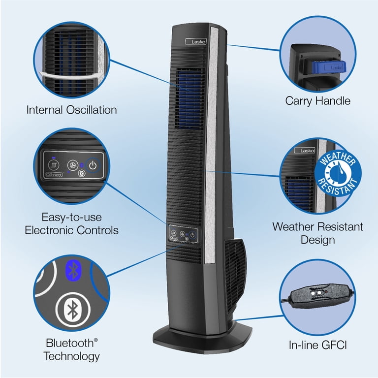 Lasko 41 Outdoor Living Tower Fan +Bluetooth, 4 Speed, Water Resistant,  YF200 - Walmart.com