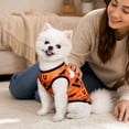 thumbnail image 6 of Small Dog Halloween, Dog Clothes for Small Dogs, Breathable Dog Halloween Shirt, Pumpkin Ghost Witch Bat Print Small Dog Shirt, Halloween Party Puppy Vest, S Size Orange, 1 Pack, 6 of 7