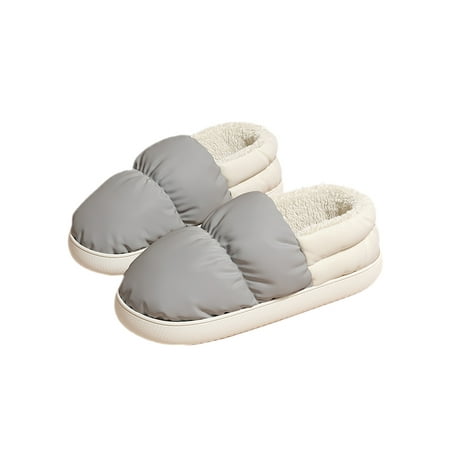 

Ymiytan Unisex Comfort Plush Lined Slipper Night Out Lightweight Round Toe Winter Warm Boots Slip Resistant Moccasin Booties Dark Gray 10.5-11