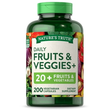 Fruit and Veggies Supplement | 200 Vegetarian Capsules | 20  Fruits & Vegetables | Non-GMO, and Gluten Free Supplement | by Nature's Truth