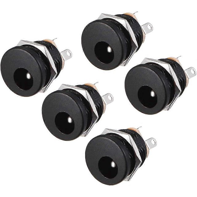 Conector hembra de alimentación de CC de 3 pines, 5,5 mm x 2,1 mm, para montaje en panel, DC-022, 5 unidades