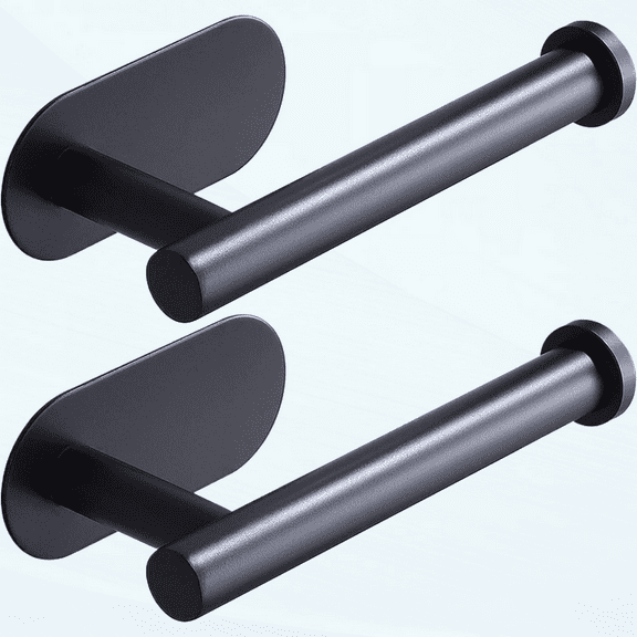 Self Adhesive Toilet Paper Roll Holder,Bathroom Toilet Paper Holder,Durable Self Adhesive,No Drilling,Stainless Steel Matte Black for Bathroom/Washroom/Kitchen(Black, 2 Pieces)