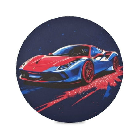 

Round Plate Mat 15.4x15.4 Inchesx1 Placemat Table Mat Kitchen Mat Coffee Mat Fabric Thick Strong Wear-Resistant Heat Resistance Blue Ferrari