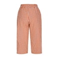 thumbnail image 6 of Women's Casual Elastic Waist Straight Leg Cropped Pants with Pockets, 6 of 7