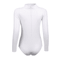 thumbnail image 3 of IBTOM CASTLE Women Long Sleeve Metalic Shiny Leather Turtleneck One Piece Gymnastics Leotard Ballet Dancewear Athletic Train Top XS White, 3 of 5
