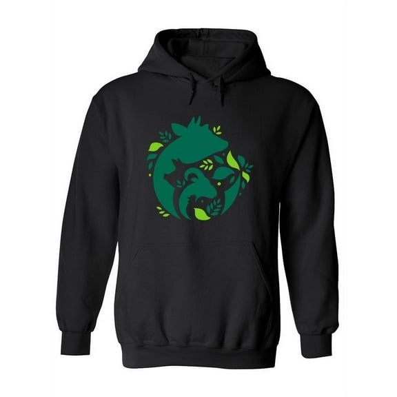 Green Animals Silhouettes Hoodie Women -Image by Shutterstock, Female XX-Large